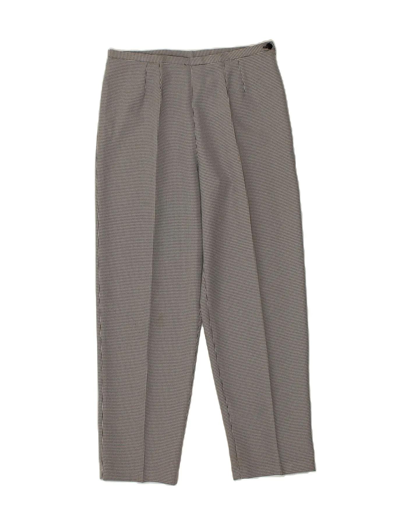 VINTAGE Womens Tapered Suit Trousers UK 16 Large W32 L30 Grey Houndstooth