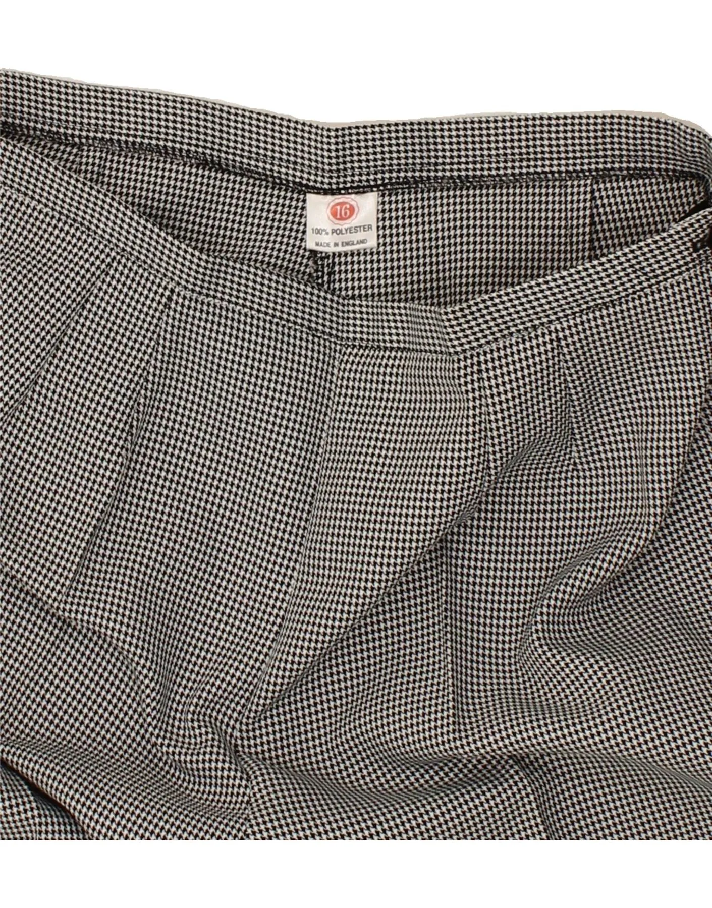 VINTAGE Womens Tapered Suit Trousers UK 16 Large W32 L30 Grey Houndstooth