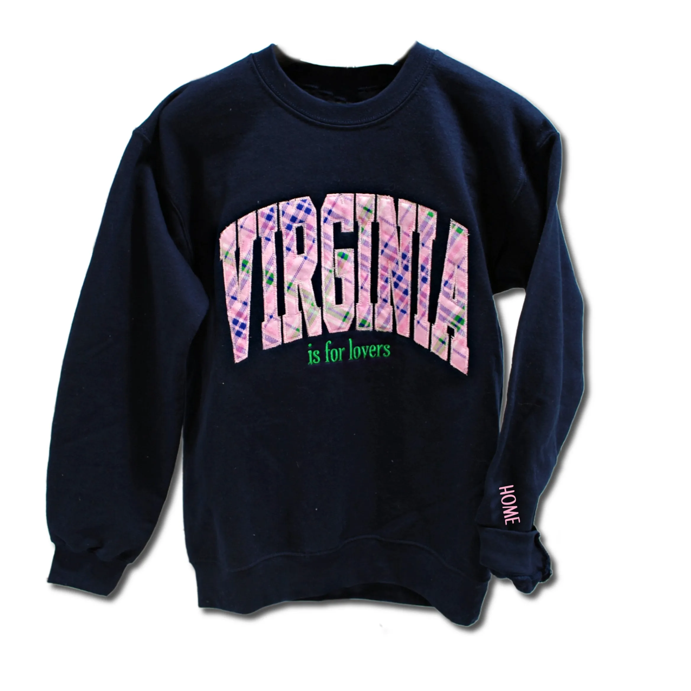 VIRGINIA Arched Pink Plaid Shirt-Custom Wording and Sleeve