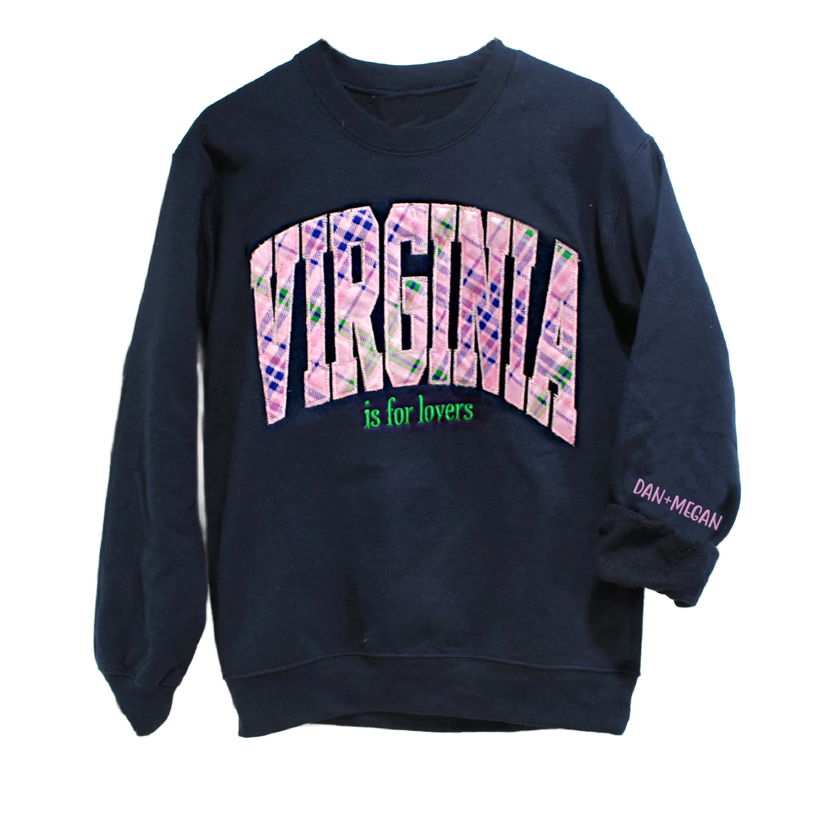 VIRGINIA Arched Pink Plaid Shirt-Custom Wording and Sleeve
