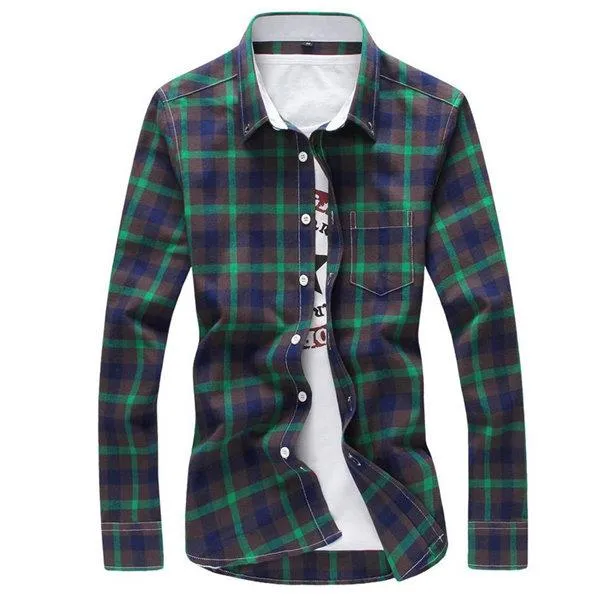 West Louis™ Plaid Turn-down Collar Shirt