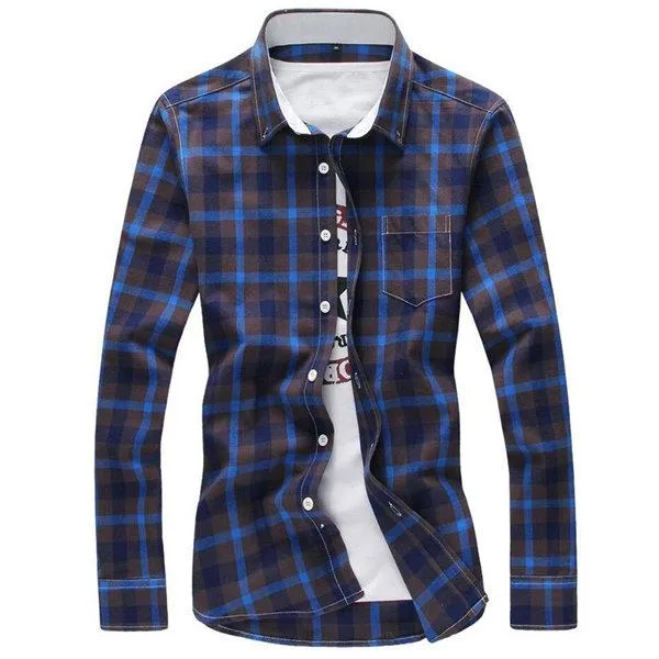 West Louis™ Plaid Turn-down Collar Shirt