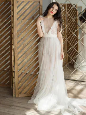 White Maternity Dress Ruffled Short Sleeve Maxi Party Dress