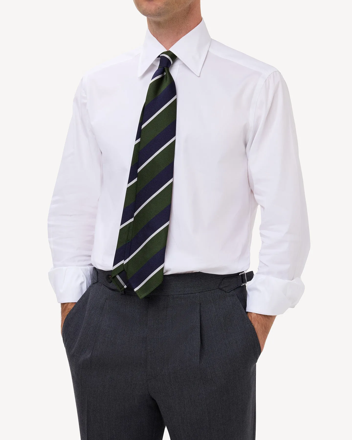 White Pinpoint Point Collar Shirt
