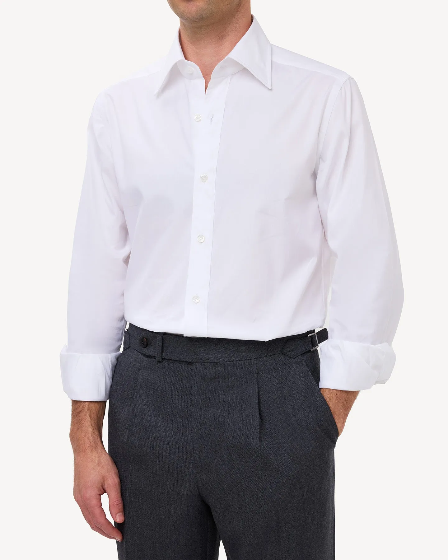 White Pinpoint Point Collar Shirt