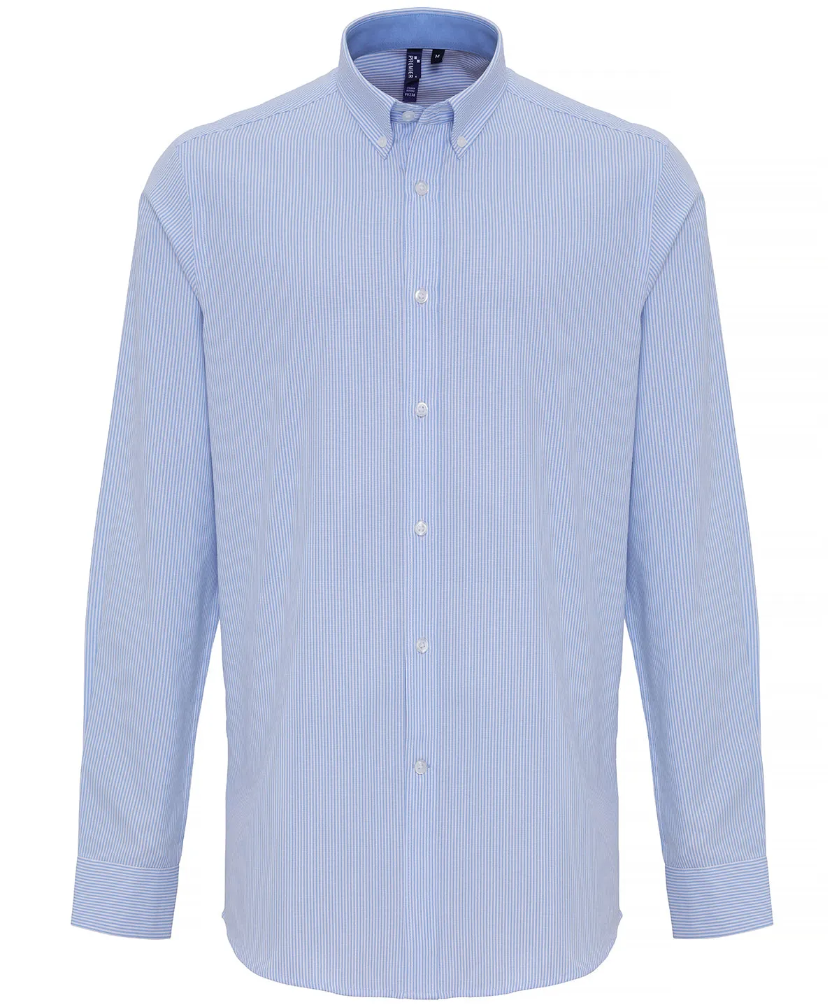 White/Light Blue - Cotton-rich Oxford stripes shirt