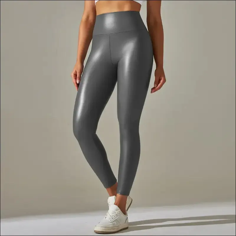 Women black pu leather pants high waist leather sexy leggings trousers