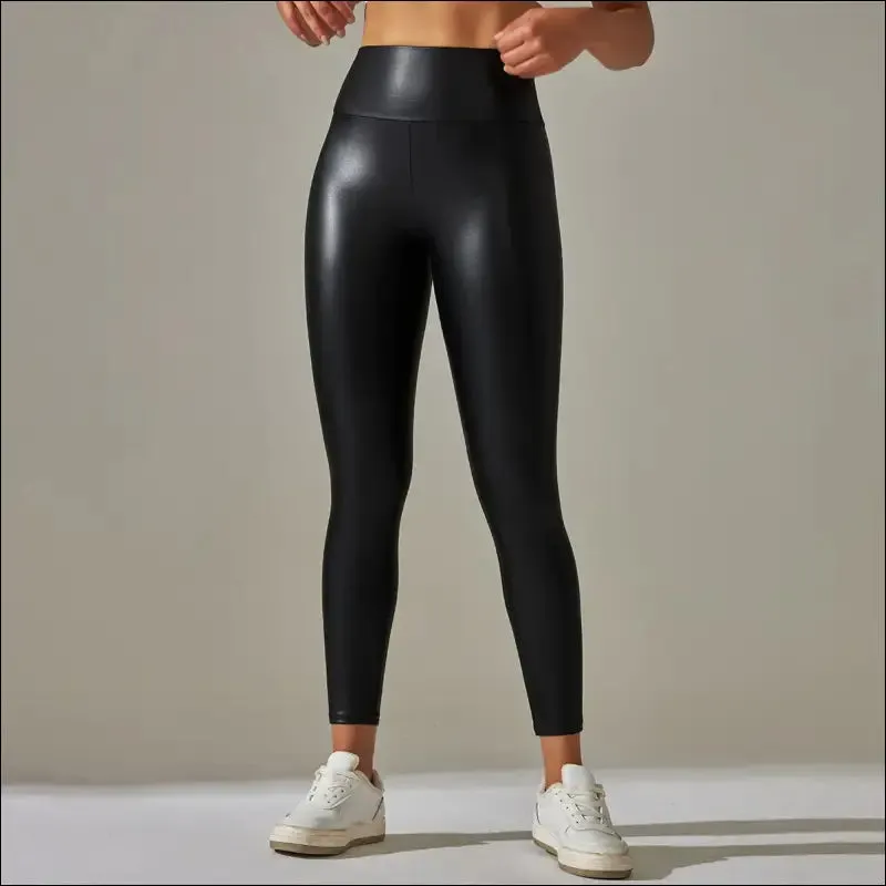 Women black pu leather pants high waist leather sexy leggings trousers