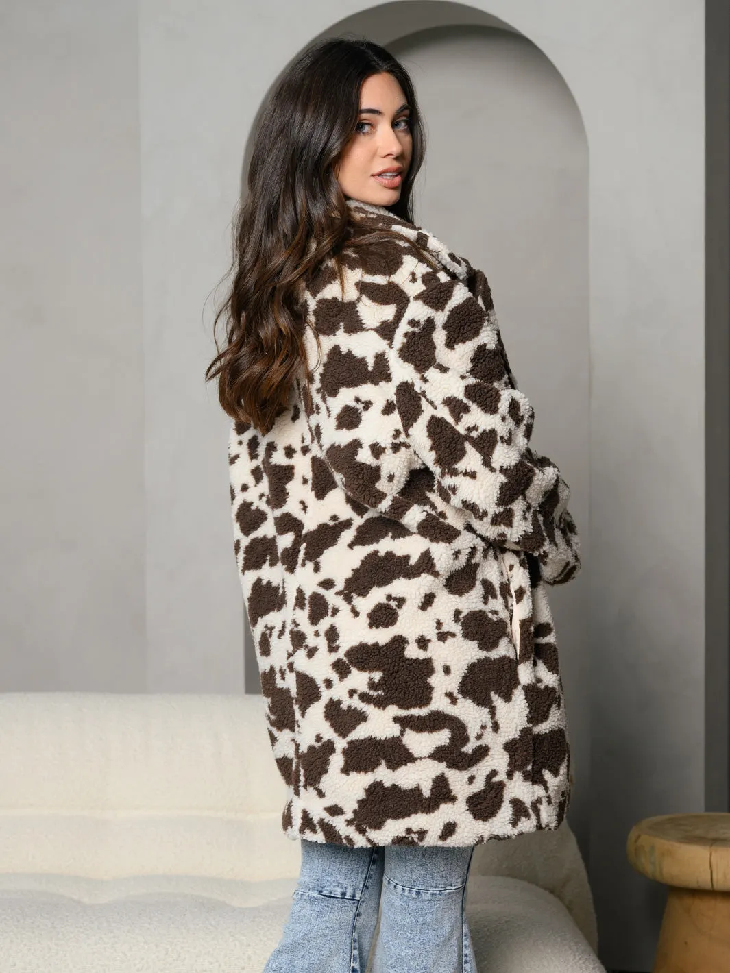 WOMEN'S ANIMAL PRINT SHERPA JACKET