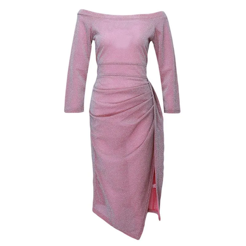Women's Evening Dresses Off-the-shoulder Dresses Glittering and Sexy Slim-fit Party Dresses Asymmetrical Maxi Dresses