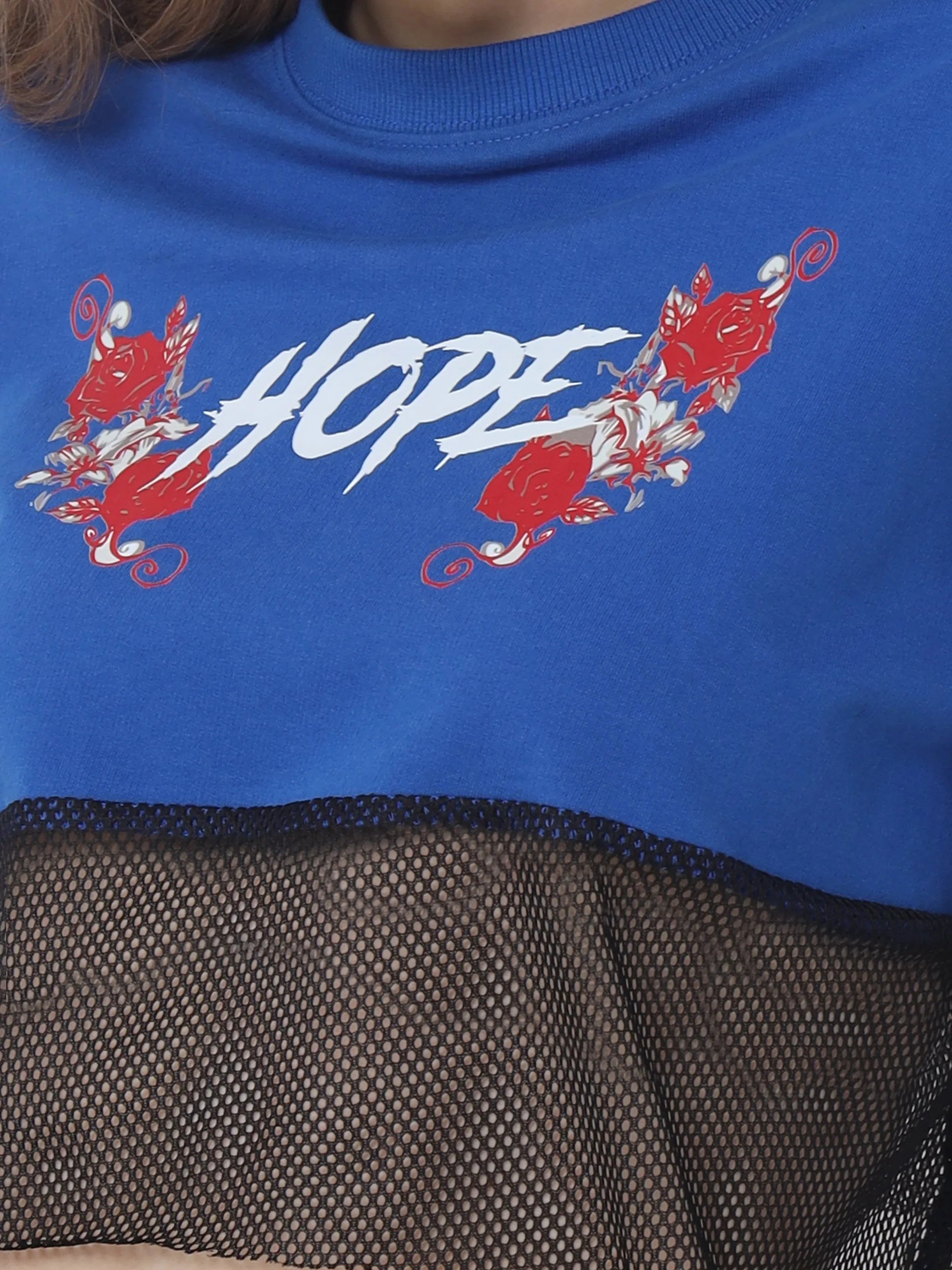 Women's Hope Oversized Cropped T-Shirts (Blue)