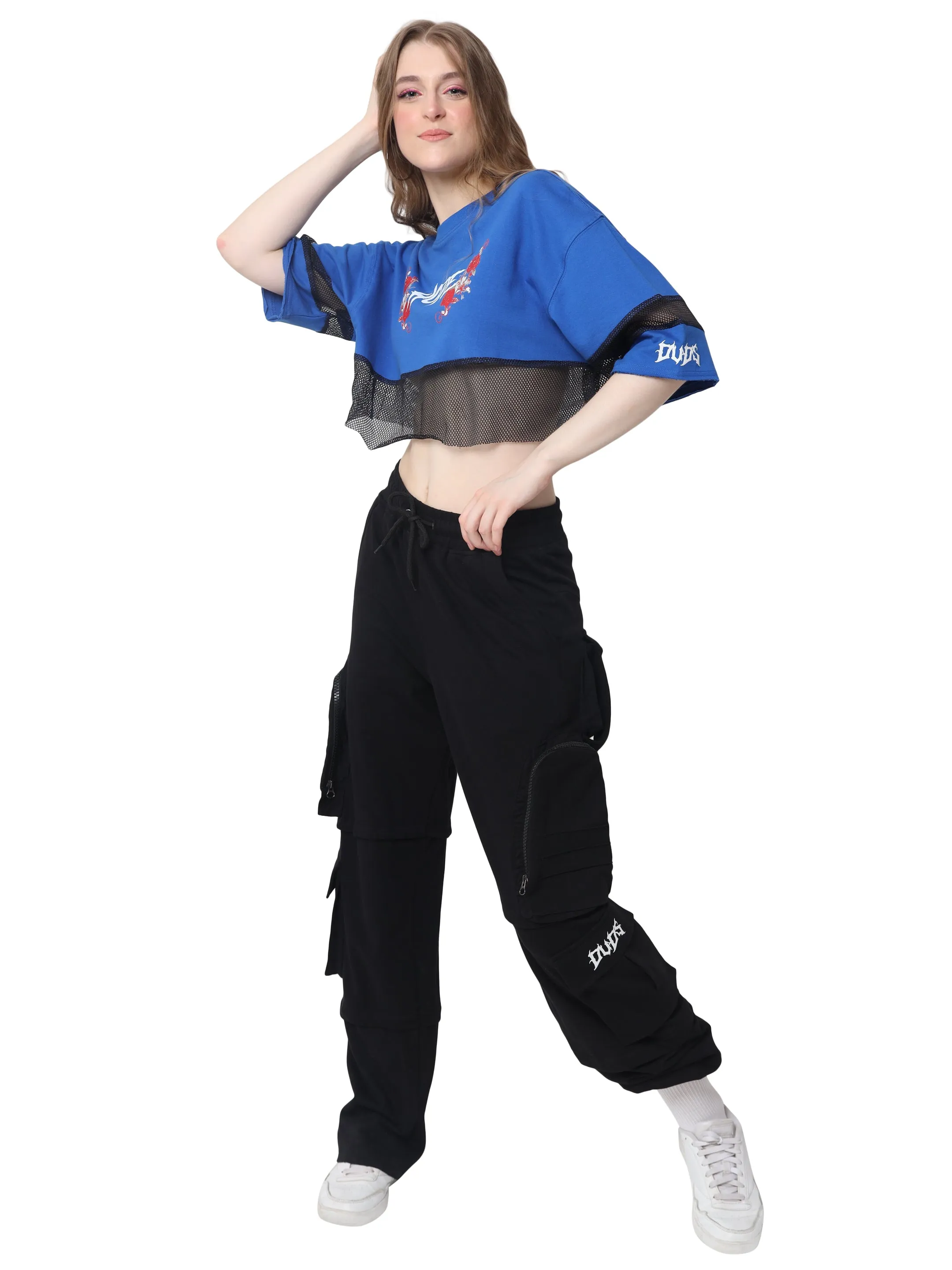 Women's Hope Oversized Cropped T-Shirts (Blue)