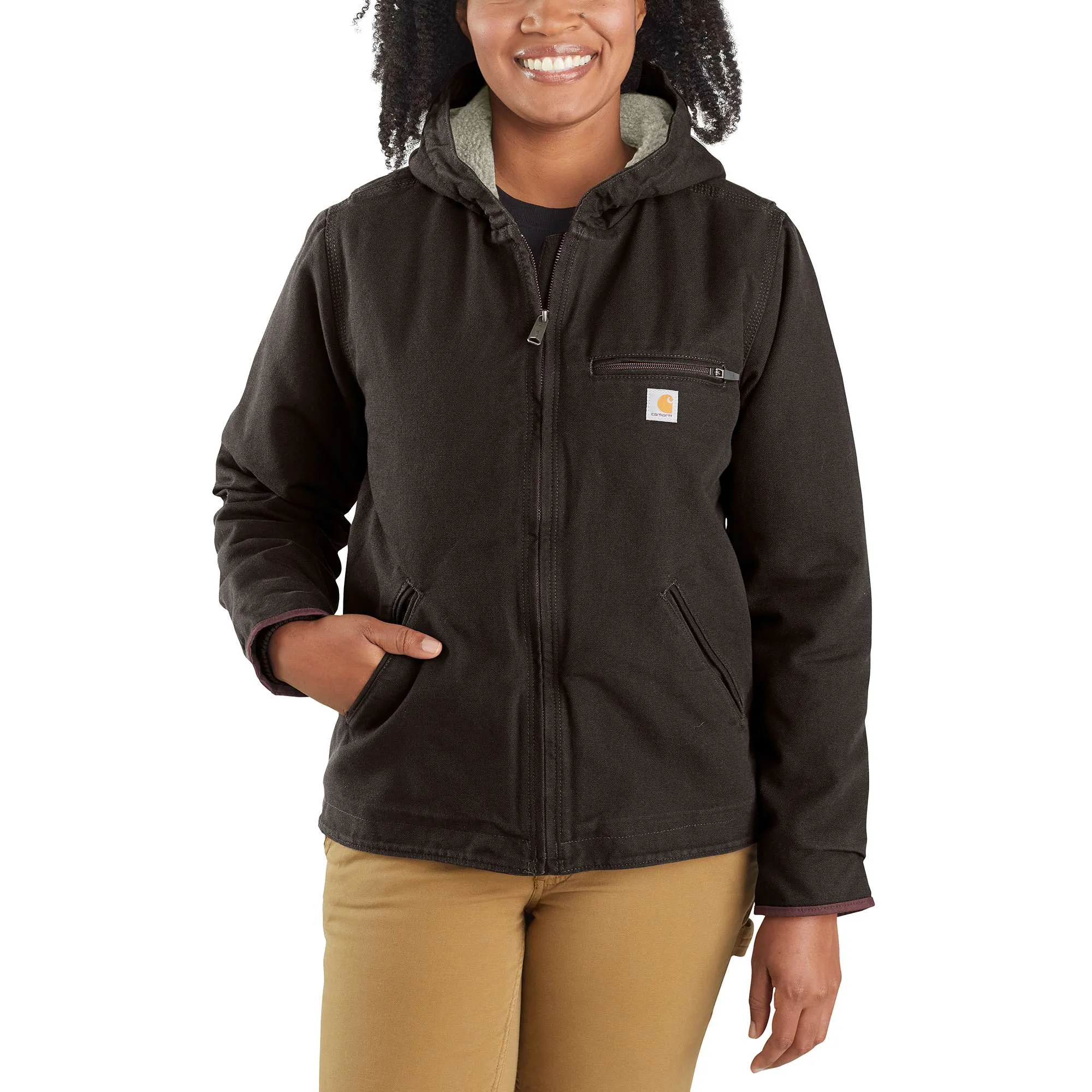 Women's Sherpa Lined Jacket - Loose Fit - Washed Duck - 3 Warmest Rating