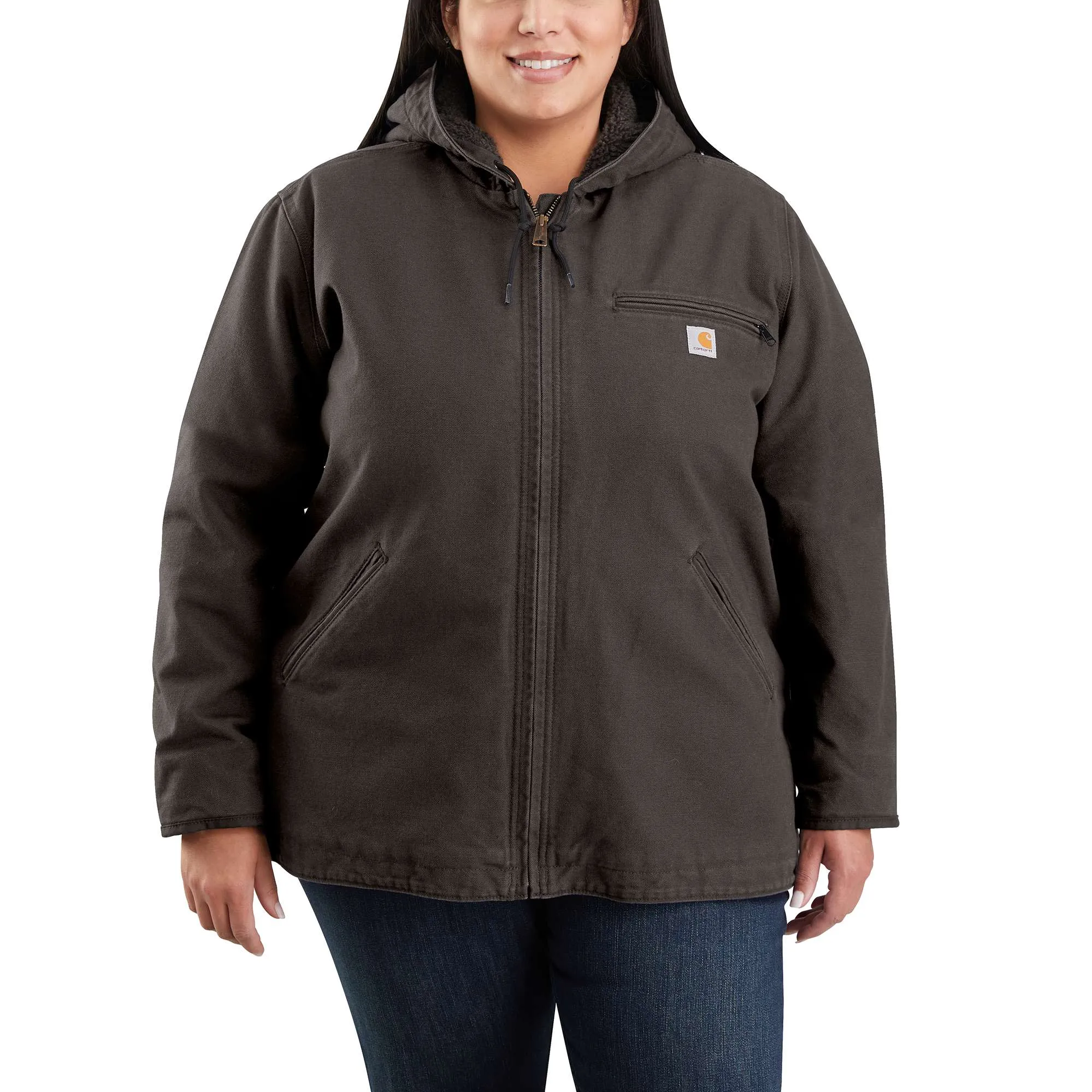 Women's Sherpa Lined Jacket - Loose Fit - Washed Duck - 3 Warmest Rating