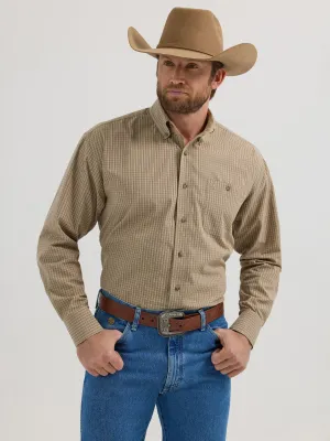 Wrangler Men's George Strait Tan Plaid Shirt
