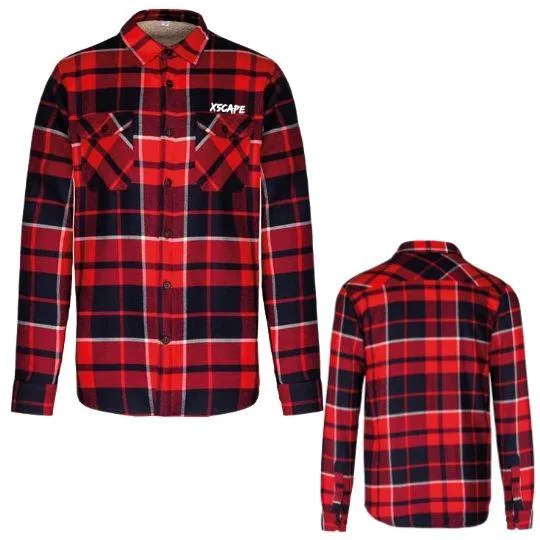 X5CAPE Sherpa Lined Flannel Shirt - Red