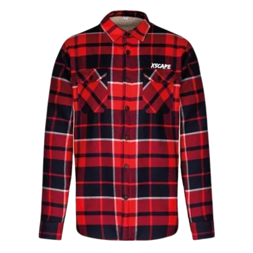 X5CAPE Sherpa Lined Flannel Shirt - Red