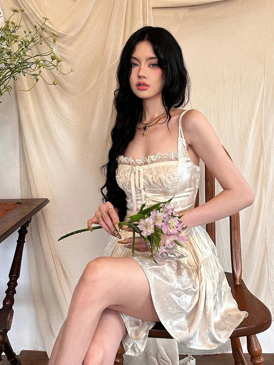 Y2K Floral Satin Mini Dress
