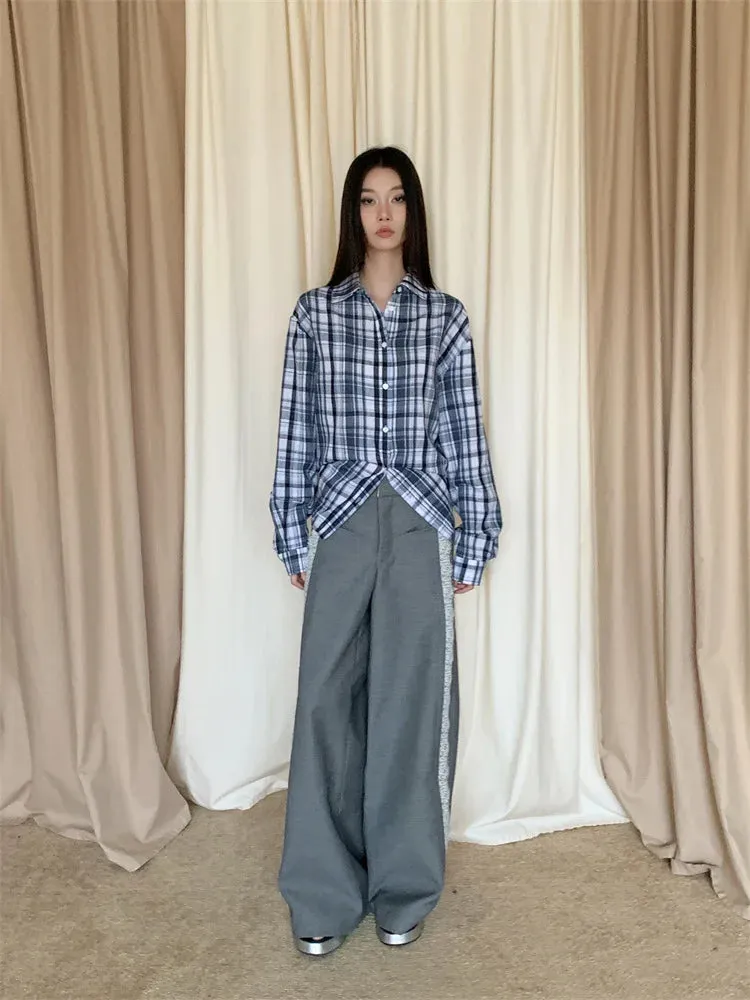 Y2K Plaid Wrap Tie Shirt
