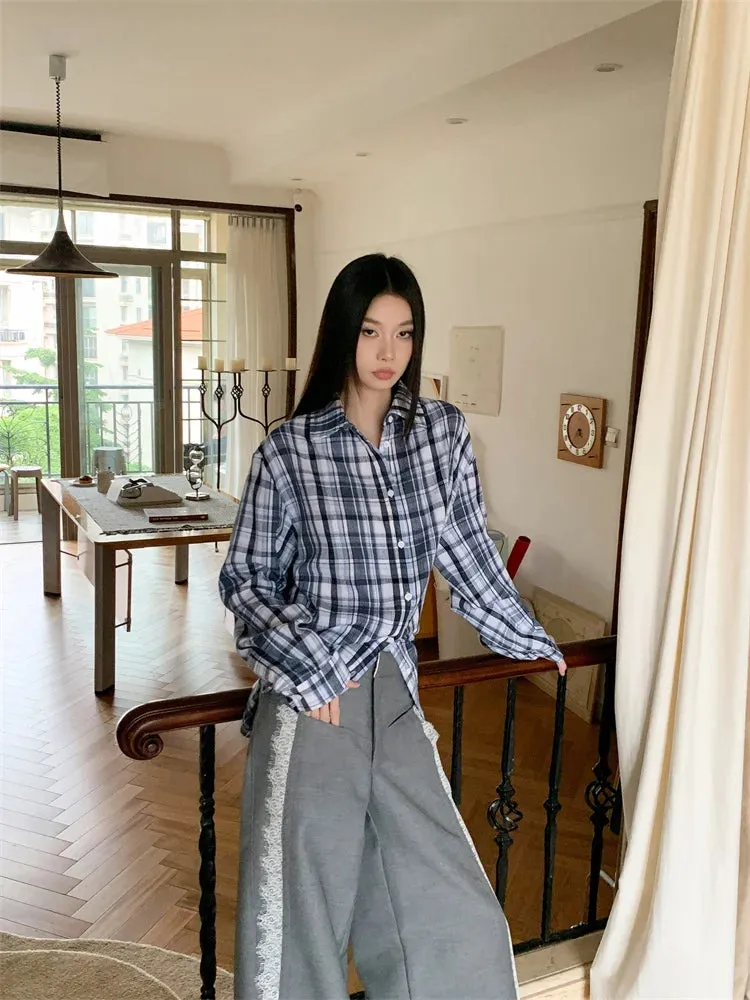 Y2K Plaid Wrap Tie Shirt