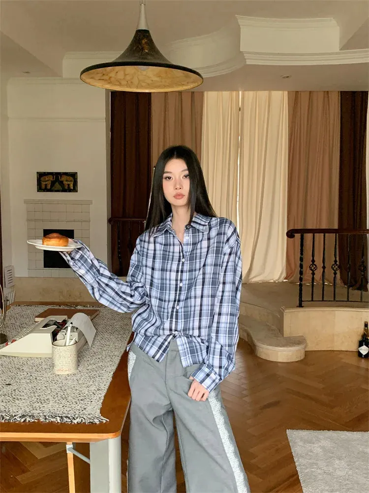 Y2K Plaid Wrap Tie Shirt