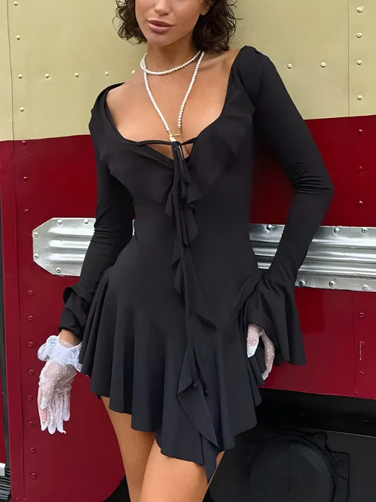 Y2K Plunge Neck Mini Dress