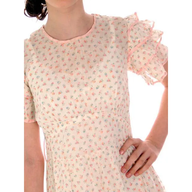 Young Lady's  Vintage Dress Printed Cotton 1920s  30-27-48