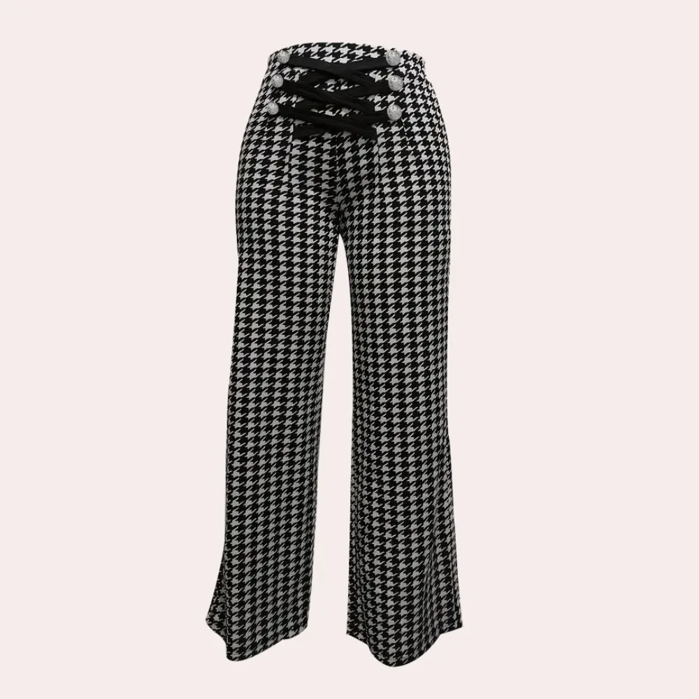 Zahara - stylish houndstooth trousers for women with a timeless design