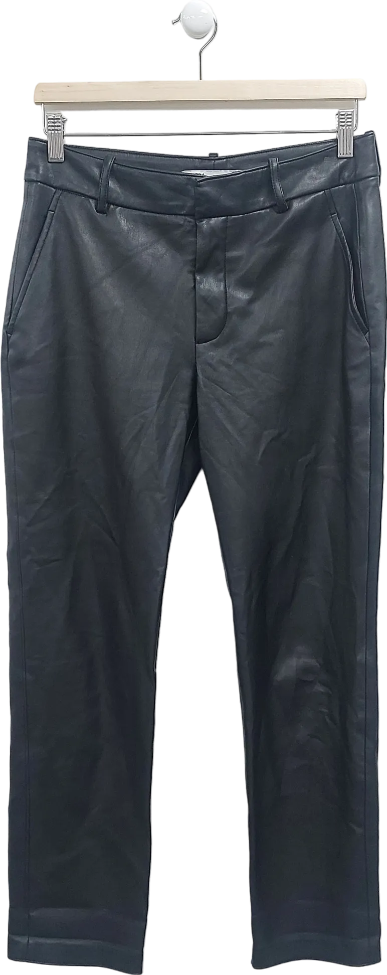 ZARA Black Faux Leather Trousers UK 8