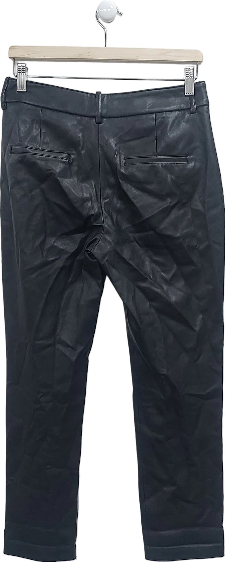 ZARA Black Faux Leather Trousers UK 8