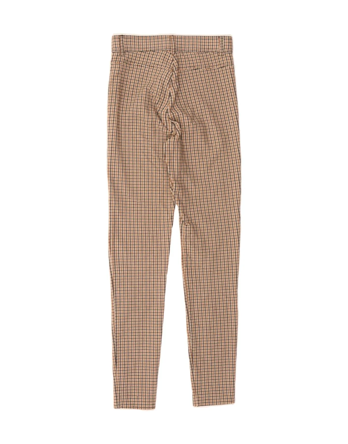 ZARA Womens Skinny Casual Trousers UK 6 XS W25 L27 Brown Houndstooth