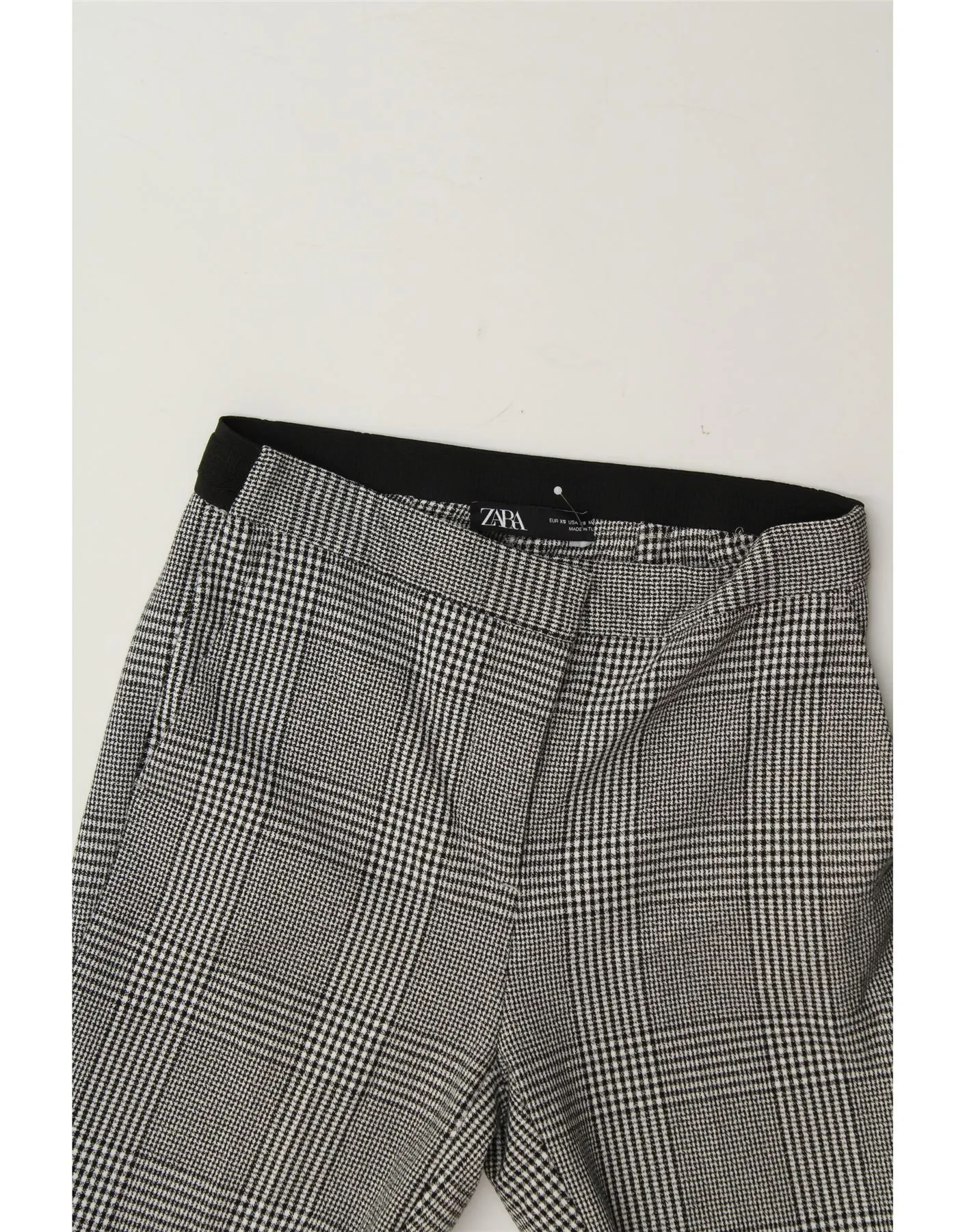 ZARA Womens Slim Chino Trousers UK 6 XS W26 L28 Grey Houndstooth