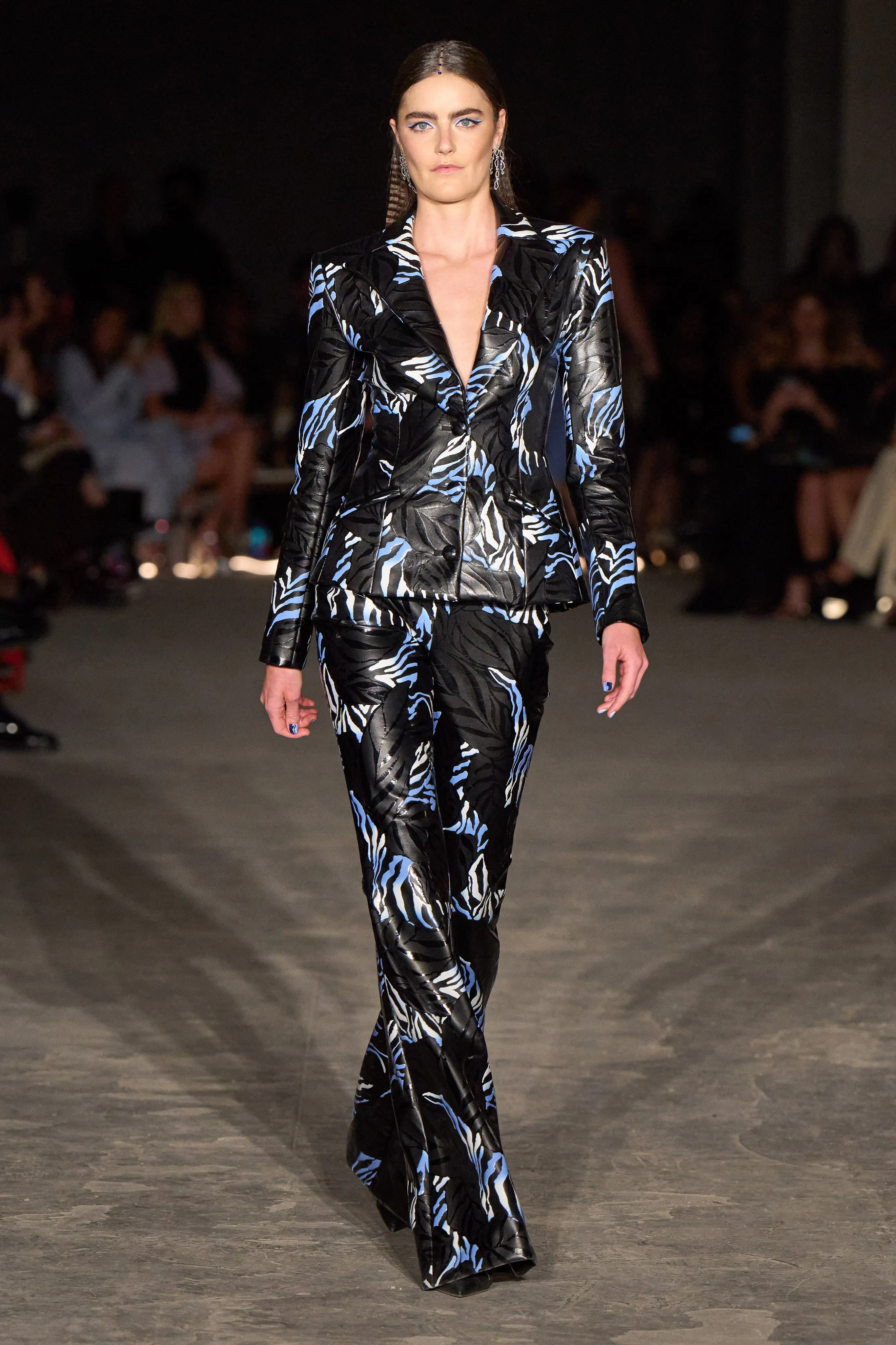 Zebra Print Vegan Leather Trousers