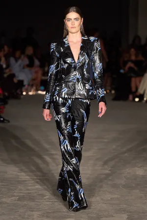 Zebra Print Vegan Leather Trousers