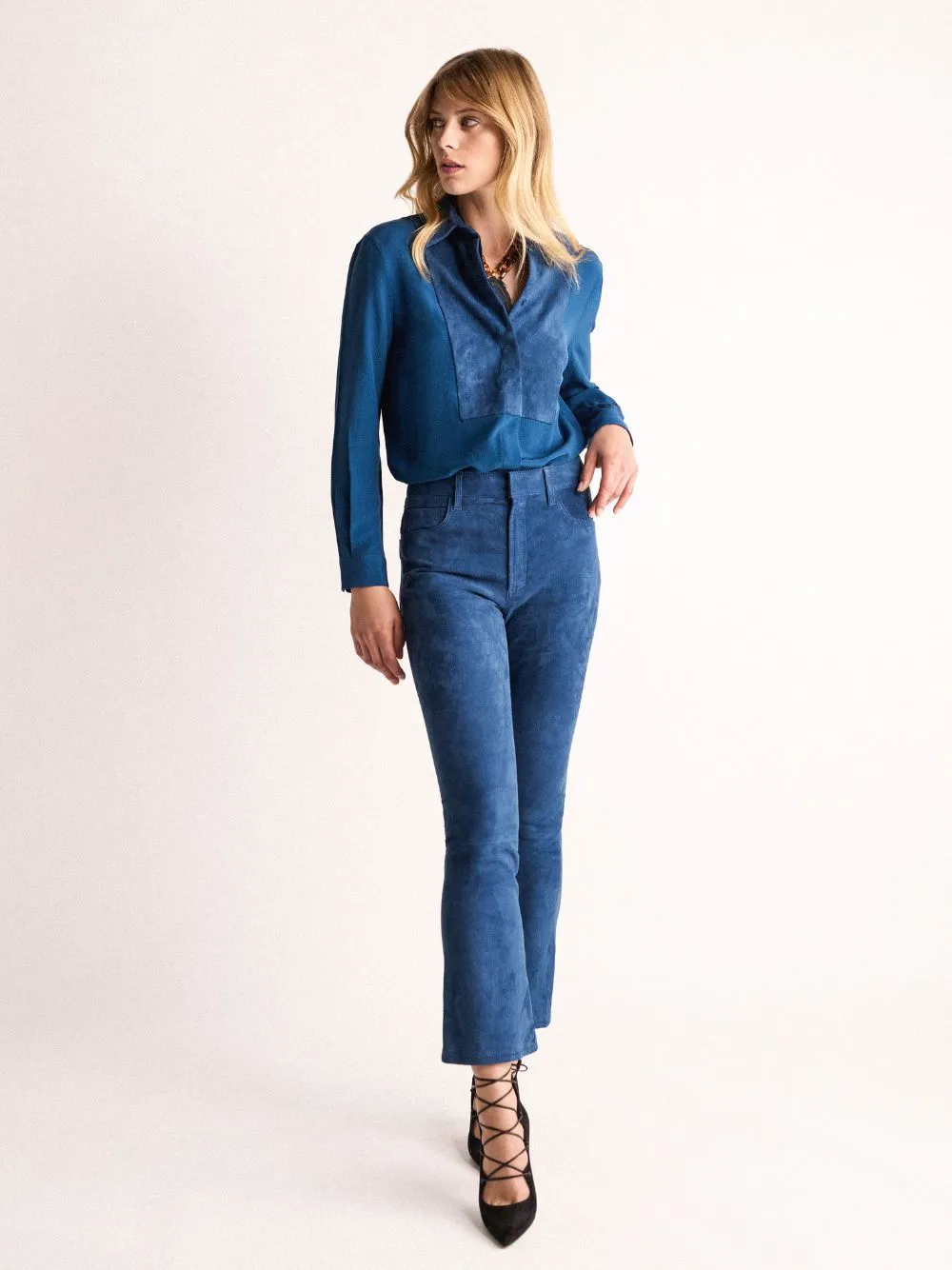 Zircon Poseidon Flared Suede Pants